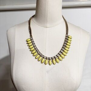 J Crew Statement Necklace‎ Neon Yellow Teardrop Brass 21”l Y2k